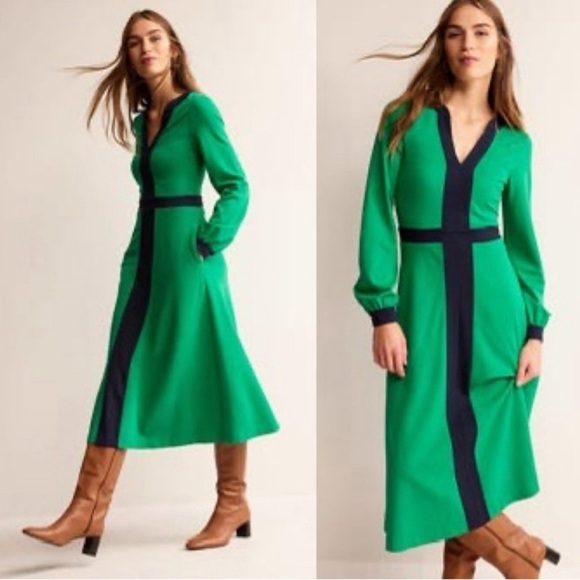 Boden Dresses & Skirts - Boden Dress Womens Size 8 R US Catherine Ponte Colorblock Kelly Green Navy Blue